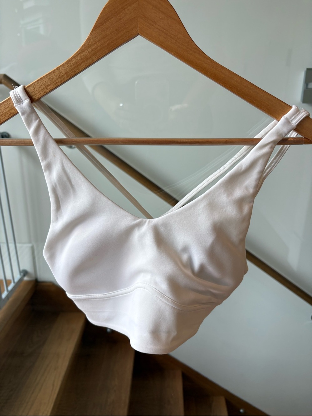 Lululemon Wireless White V-Neck Sports Bra